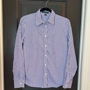 Ralph Lauren Purple and White Striped Button-Down Shirt